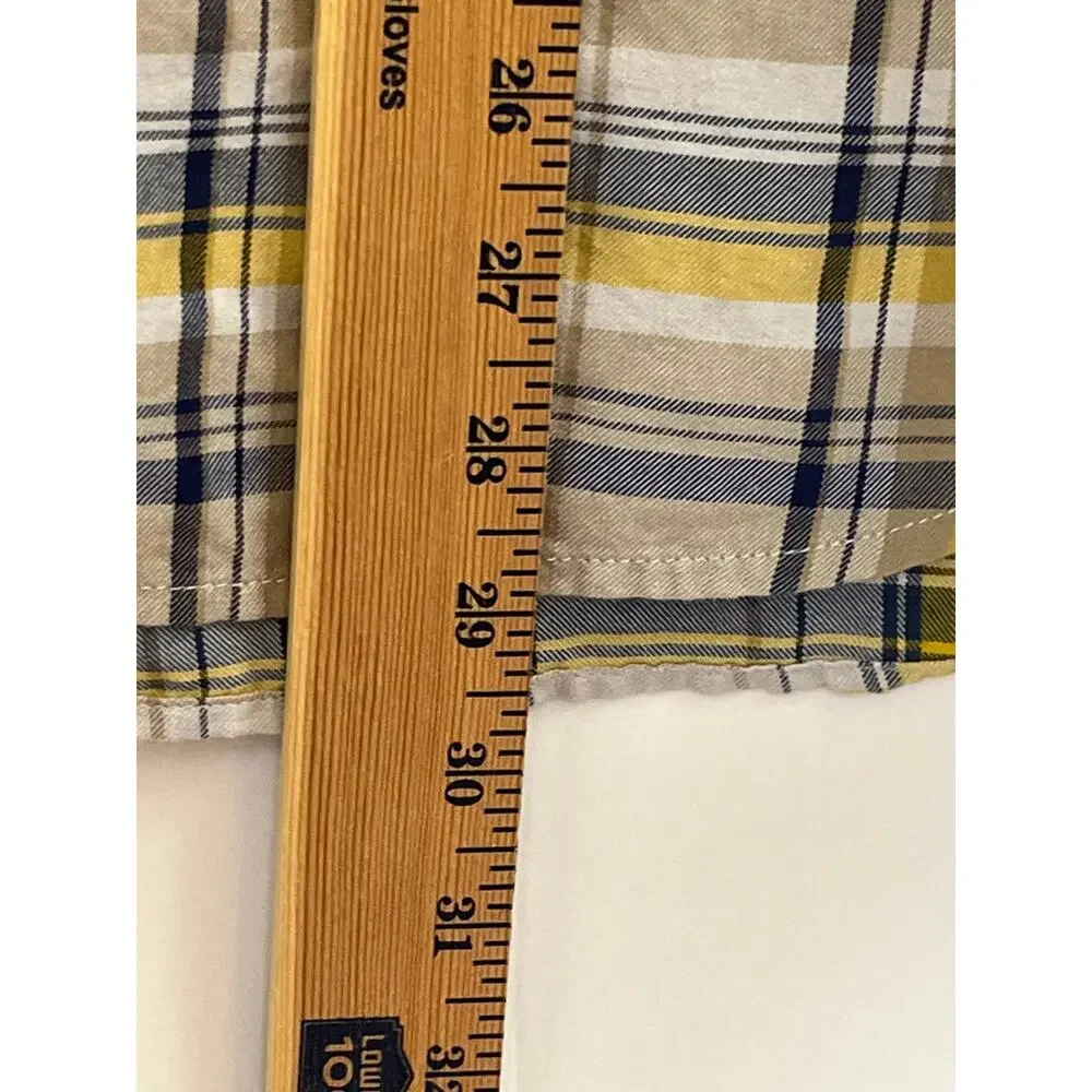 The North Face Men’s L Yellow Blue Plaid Short Sleeve Button Up Outdoor Shirt